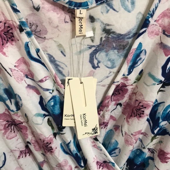 Kormei - Long Sleeve Floral Sun Dress L - Picture 2 of 6